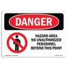 Signmission OSHA Danger Sign, 18" Height, 24" Width, Aluminum, Hazard Area No Unauthorized Personnel, Landscape OS-DS-A-1824-L-1302